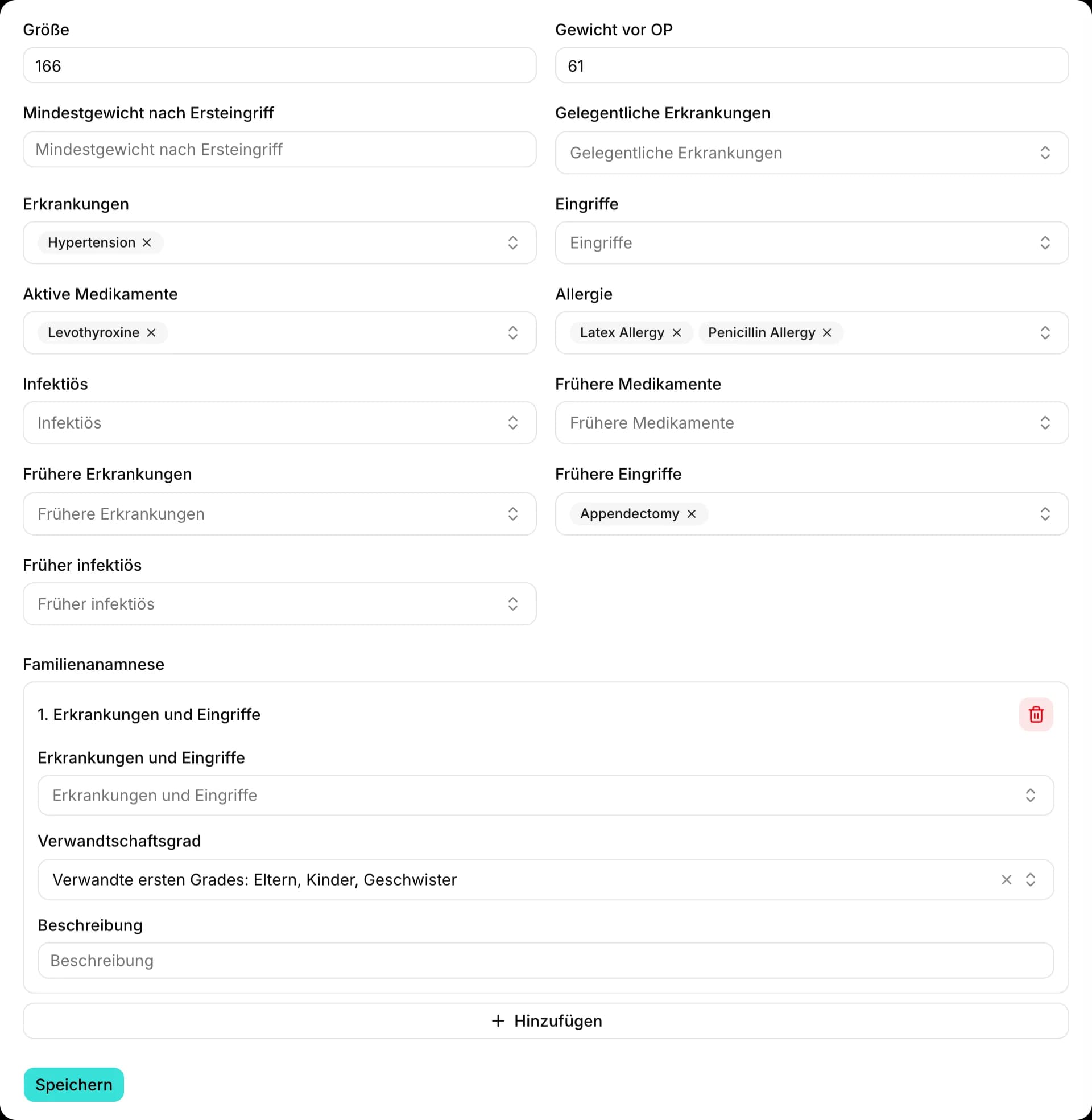 Klientenakte und medizinische Daten