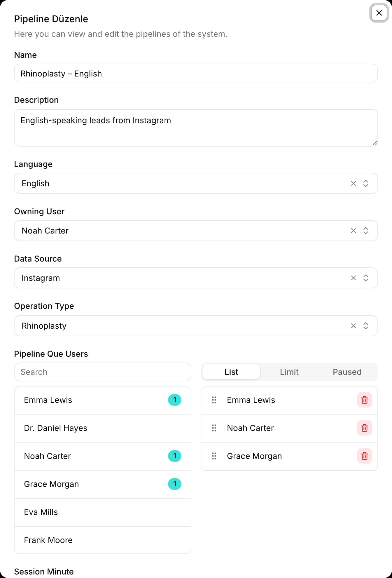 Queues and limits for chats