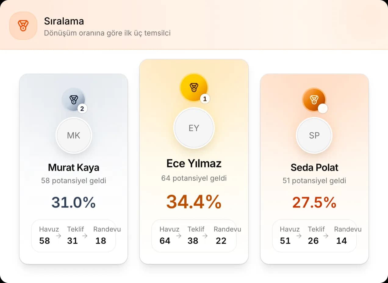 Temsilci performansı ve satış raporu